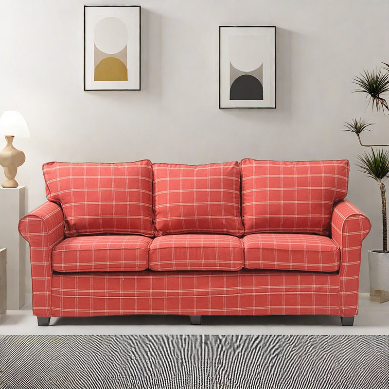 Red tartan sofa discount